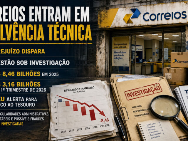 Correios entram em insolvência técnica, prejuízo dispara e gestão fica sob investigação
