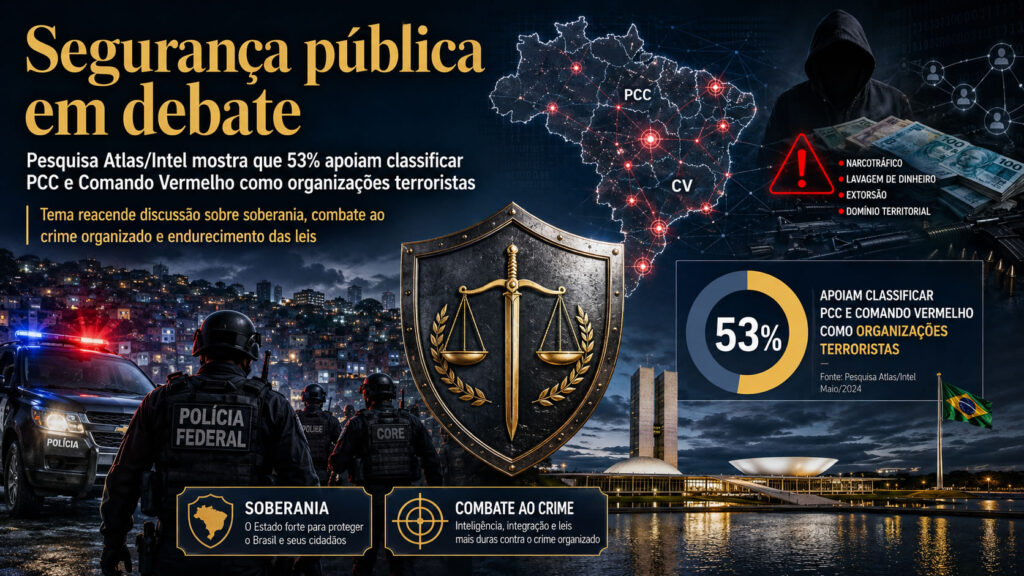 AtlasIntel: 53% apoiam classificar PCC e Comando Vermelho como terroristas; governo Lula resiste e invoca soberania