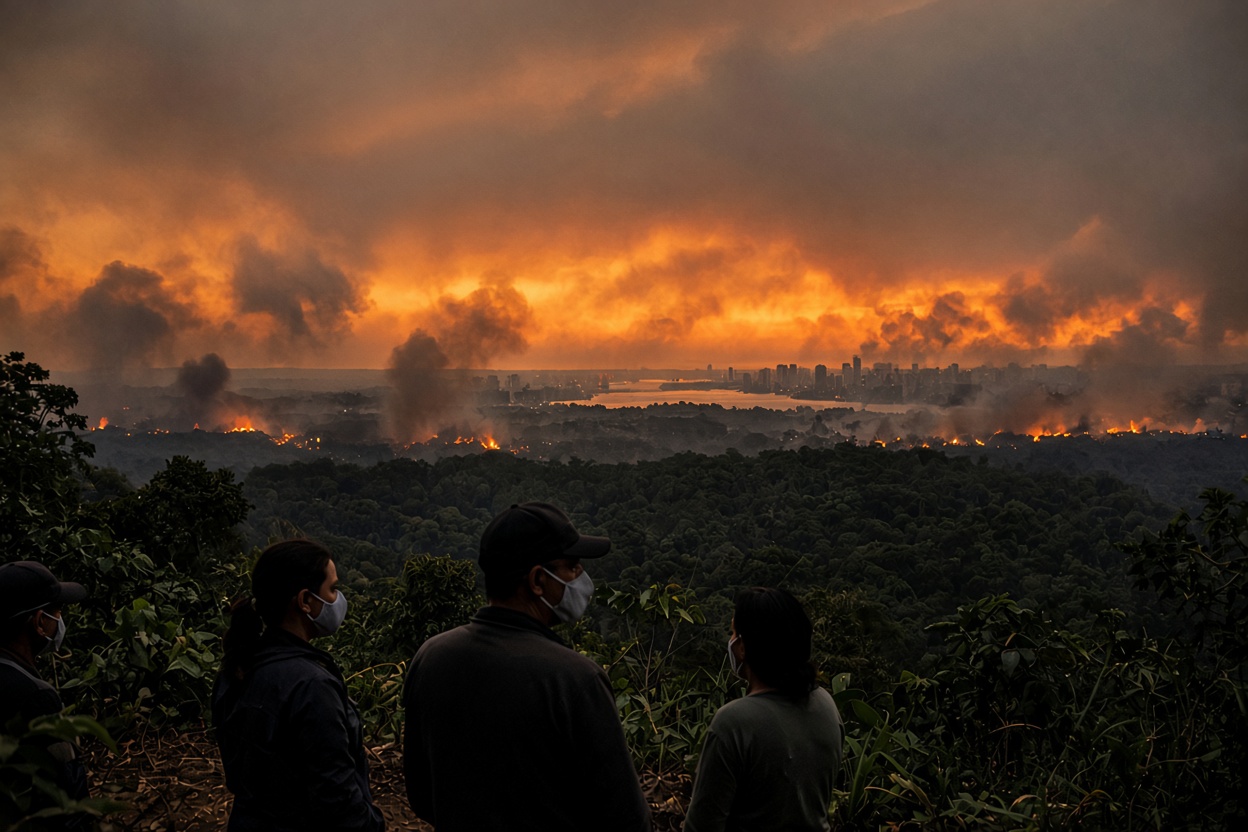 Amazonas enfrenta a pior crise de queimadas em anos e Manaus vive sob fumaça