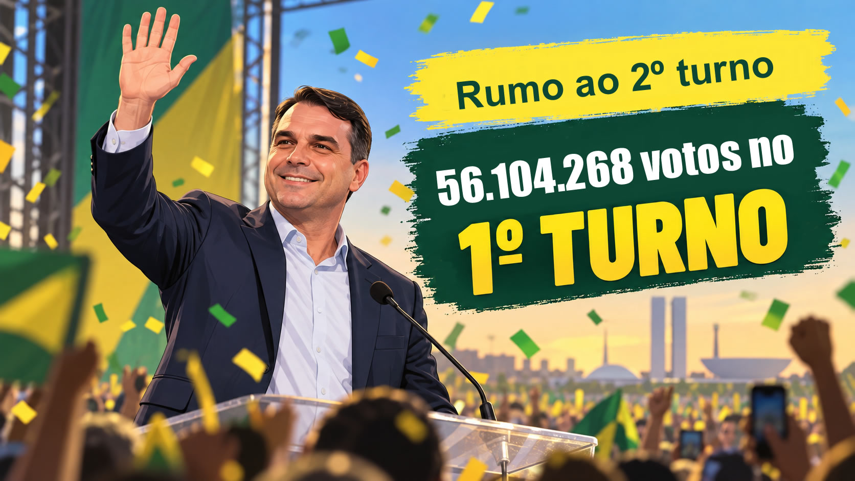 Flávio lidera 1º turno – Brasil se coloriu de verde e amarelo